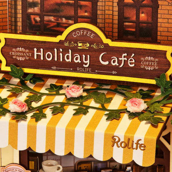 Robotime & Rolife ชุดโมเดลตัวต่อไม้ บ้านตุ๊กตา Holiday Cafe DIY Book Nook Kit TGB15 ราคา ถูกที่สุด ดีลบีเคเค แกลเลอรีภาพที่ 6