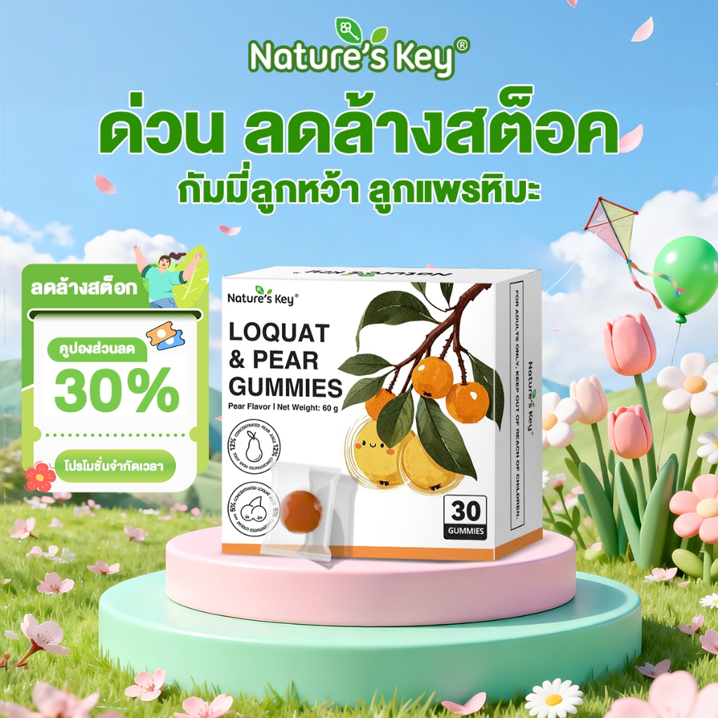[ส่งไว มีอย.]Nature's Key กัมมี่ลูกหว้าและลูกแพรหิมะ ชุ่มคอ ลดอาการไอและหวัด ปราศจากน้ำตาล