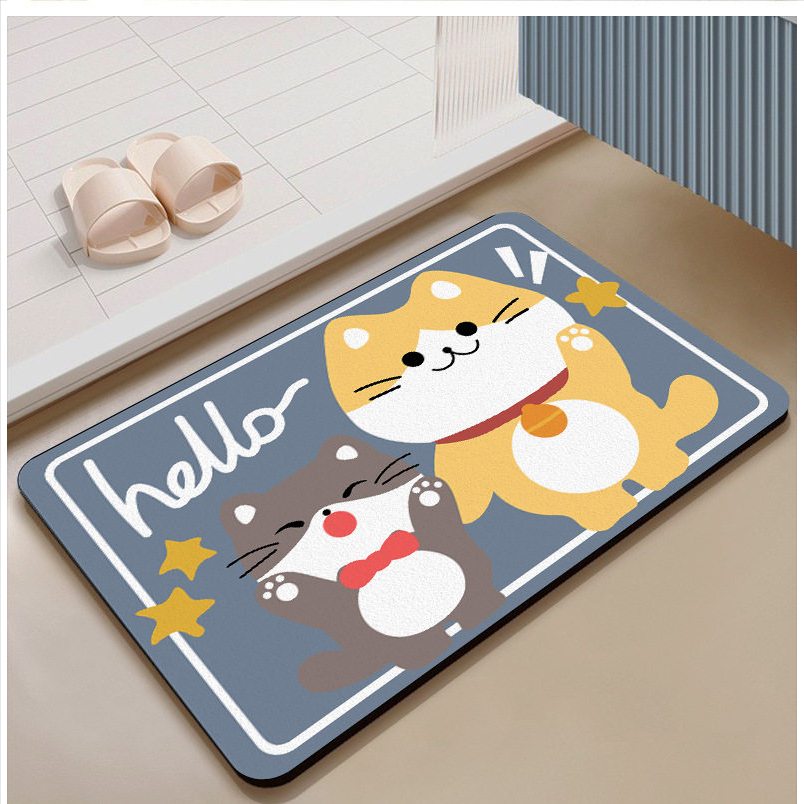 พรมเช็ดเท้า ขนนุ่ม พรมเนื้อนุ่ม 40x60cm มียางกันลื่น พรมซับน้ำได้ดี แห้งไว พรมเช็ดเท้าลายมินิมอล พรมการ์ตู ราคา ถูกที่สุด ดีลบีเคเค รูปภาพหลัก