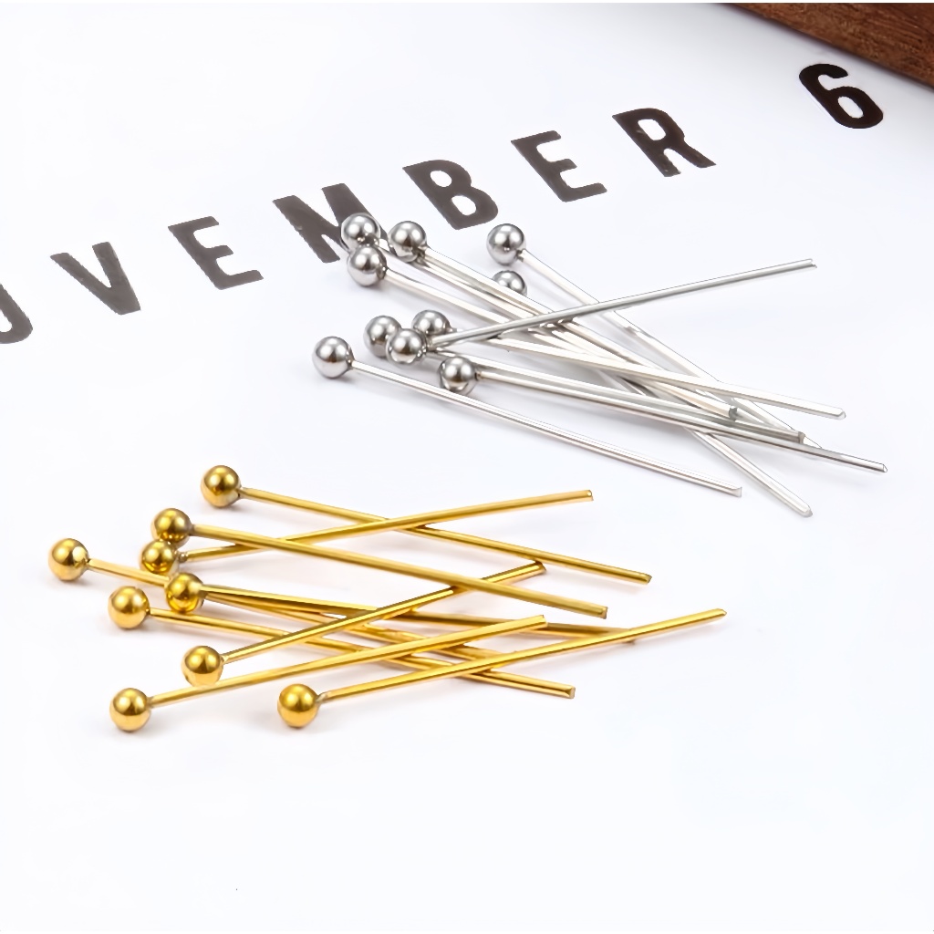50-200 ชิ้น โลหะหัวบอล หมุด เข็มลูก หัวโลหะเล็บสำหรับทำเครื่องประดับ DIY จัดส่งจากไทย