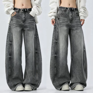 ทรงบาเรล กางเกงยีนส์ สไตล์เกาหลี แนววินเทจ เท้ากว้าง สวยๆเก๋ๆ Clothing Jean Lady ผู้หญิง