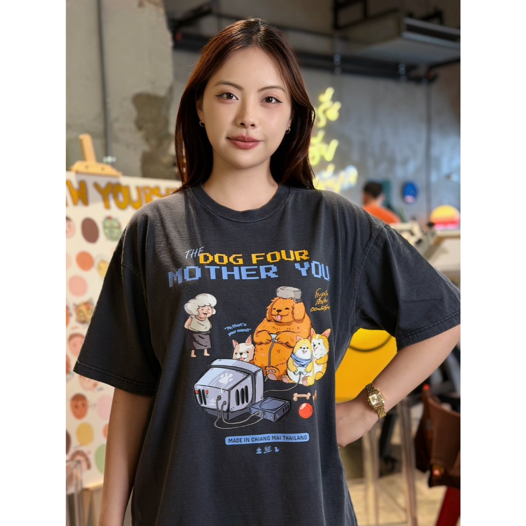 (เสื้อเฮียส่งออกภายใน1-2วัน) เสื้อ DOG FOUR MOTHER YOU ลายการ์ตูน  ผ้า Cotton 100% ของแท้