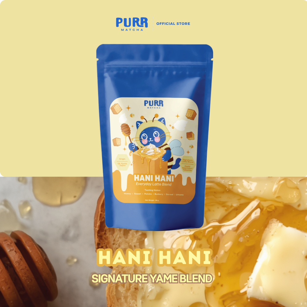 PURR MATCHA - HANI HANI - Latte Blend จาก Uji Kyoto ผงมัทฉะเกรด Premium สำหรับ มัทฉะลาเต้ 30g