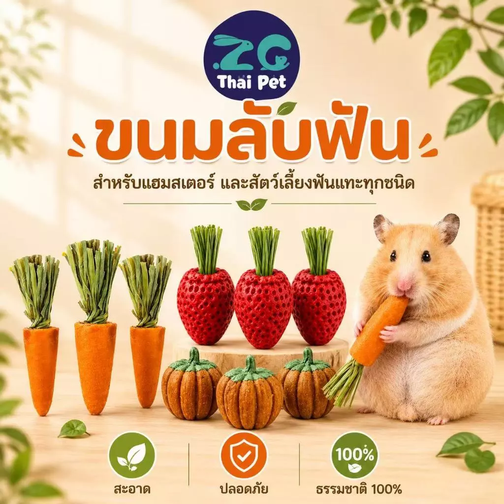 [ZC] ขนมลับฟันรูปฟักทอง (แครอทผสมหญ้า) ขนมลับฟันสำหรับสัตว์เลี้ยงฟันแทะ **สีจริงเข้มกว่าในรูปนะคะ** 4.5 cm.