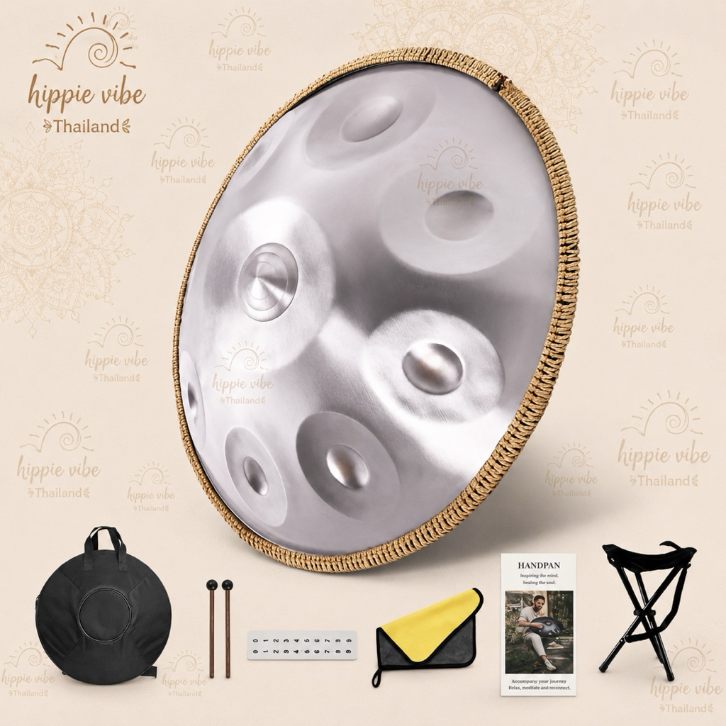 Handpan 9 Notes Dm 432Hz สีเงิน/ทอง 18 นิ้ว | Silver/gold เสียงนุ่มลึก สมาธิ Sound Healing