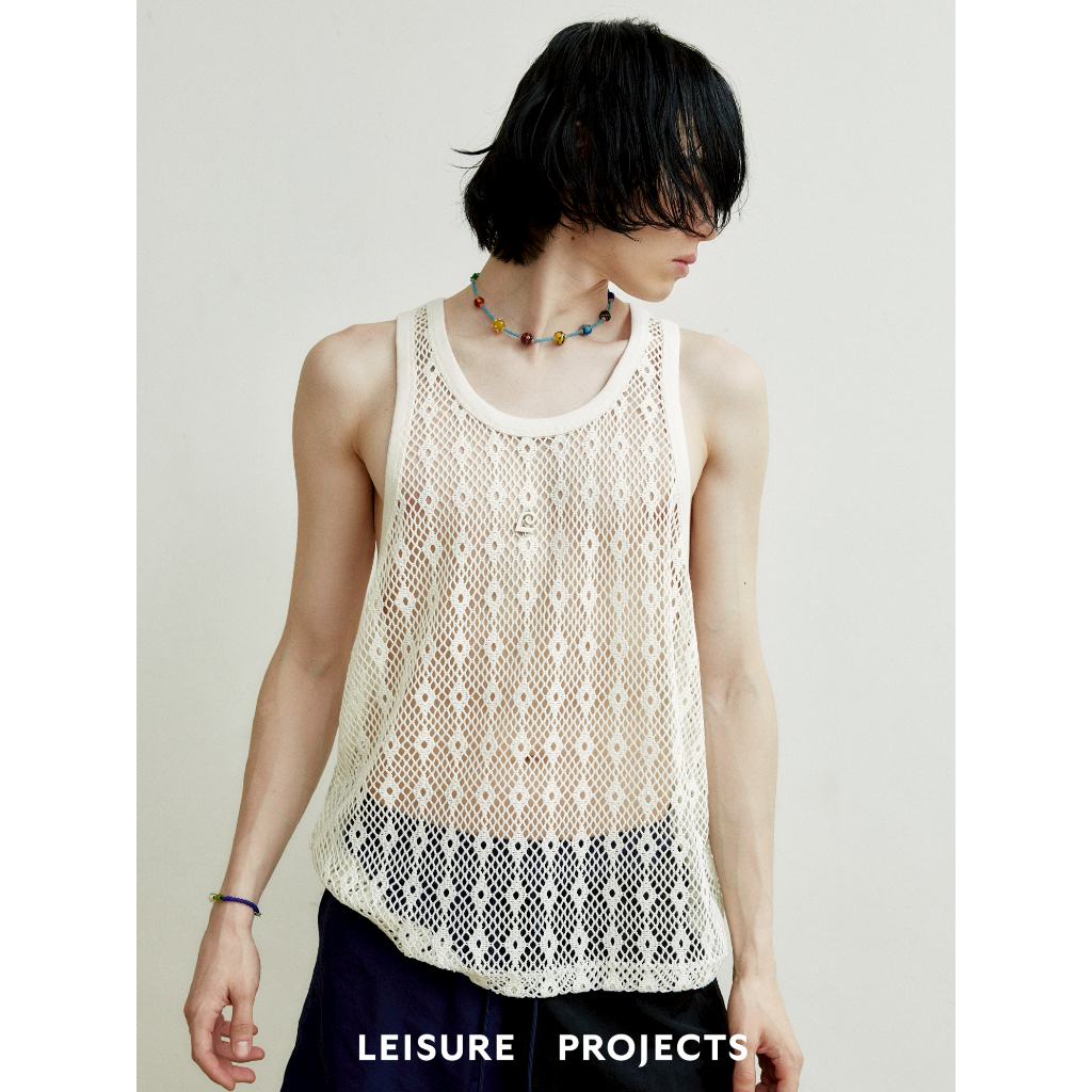 (LEISURE PROJECTS) SPANDEX  MESH TANK TOP เสื้อกล้ามผ้า Spandex Mesh ดีเทล ปัก Icon Leisure