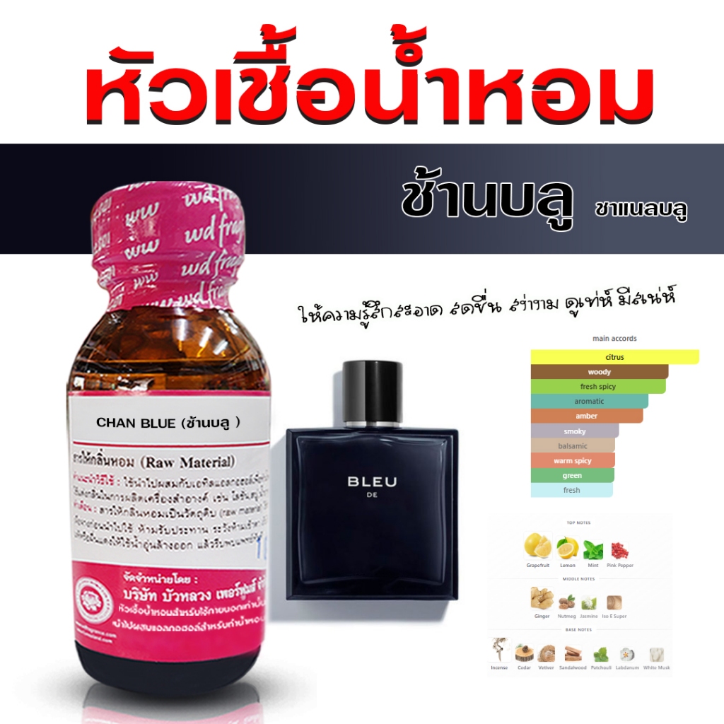 หัวเชื้อน้ำหอม 100%  กลิ่น ชาแนลบลู กลิ่นหอม ติดทนนาน  อบอุ่น น่าซบ {{ พร้อมส่ง }} 🚚🚚 - Bualuang Perfume