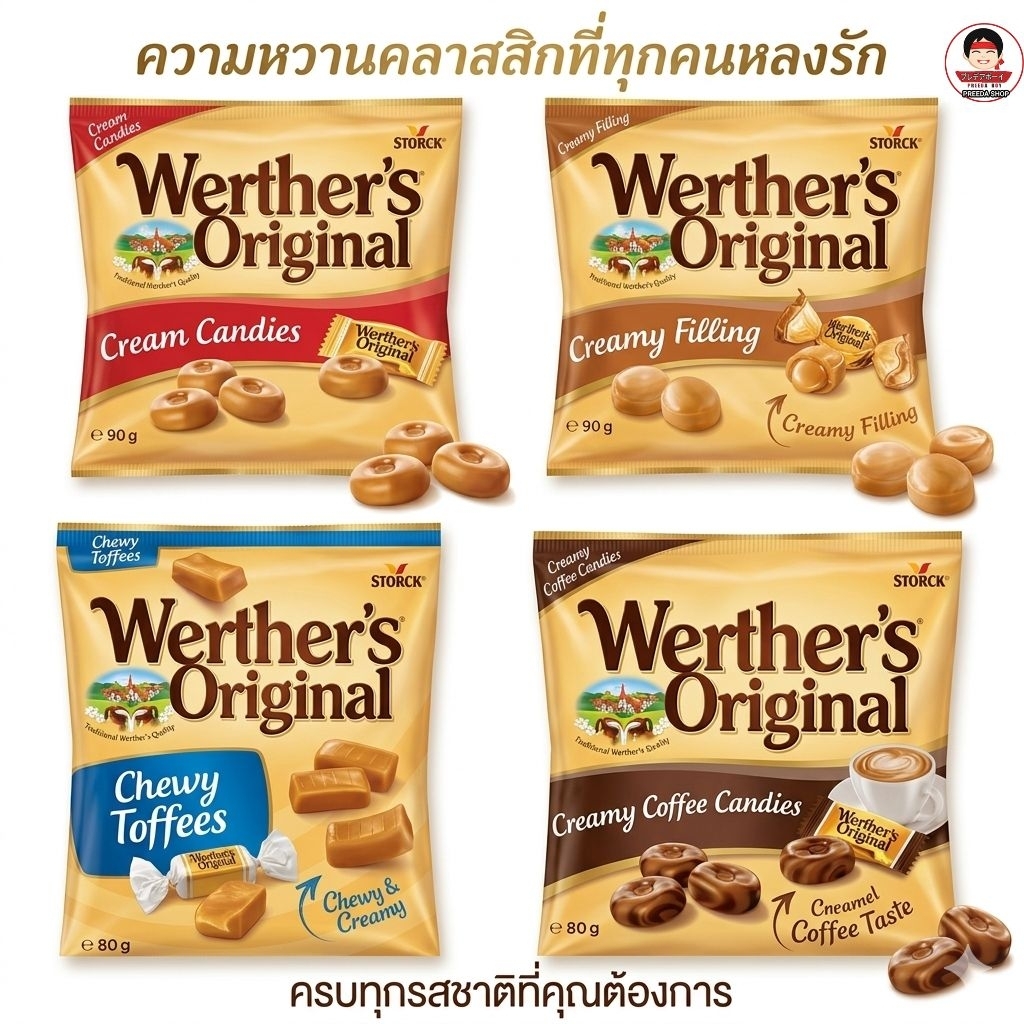 Werther's Original Candy เวอร์เธอร์ ออริจินอล ลูกอมคาราเมล 80 กรัม นำเข้า จากเยอรมัน