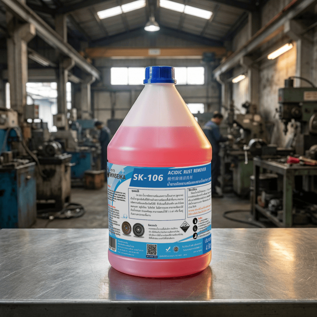 Shinseika SK-106 ACIDIC RUST REMOVER น้ำยาขจัดคราบสนิมและคราบเปื้อนต่างๆ (สูตรกรด) 4 Lts.