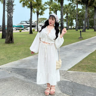 Coralie Set ชุดเชตโคราลี เสื้อแขนยาว+กระโปรงยาว มีซับใน✨🌊 ใส่ไปเที่ยวเขา ทะเล ได้หมดทุกสถานที่ | Geebeety