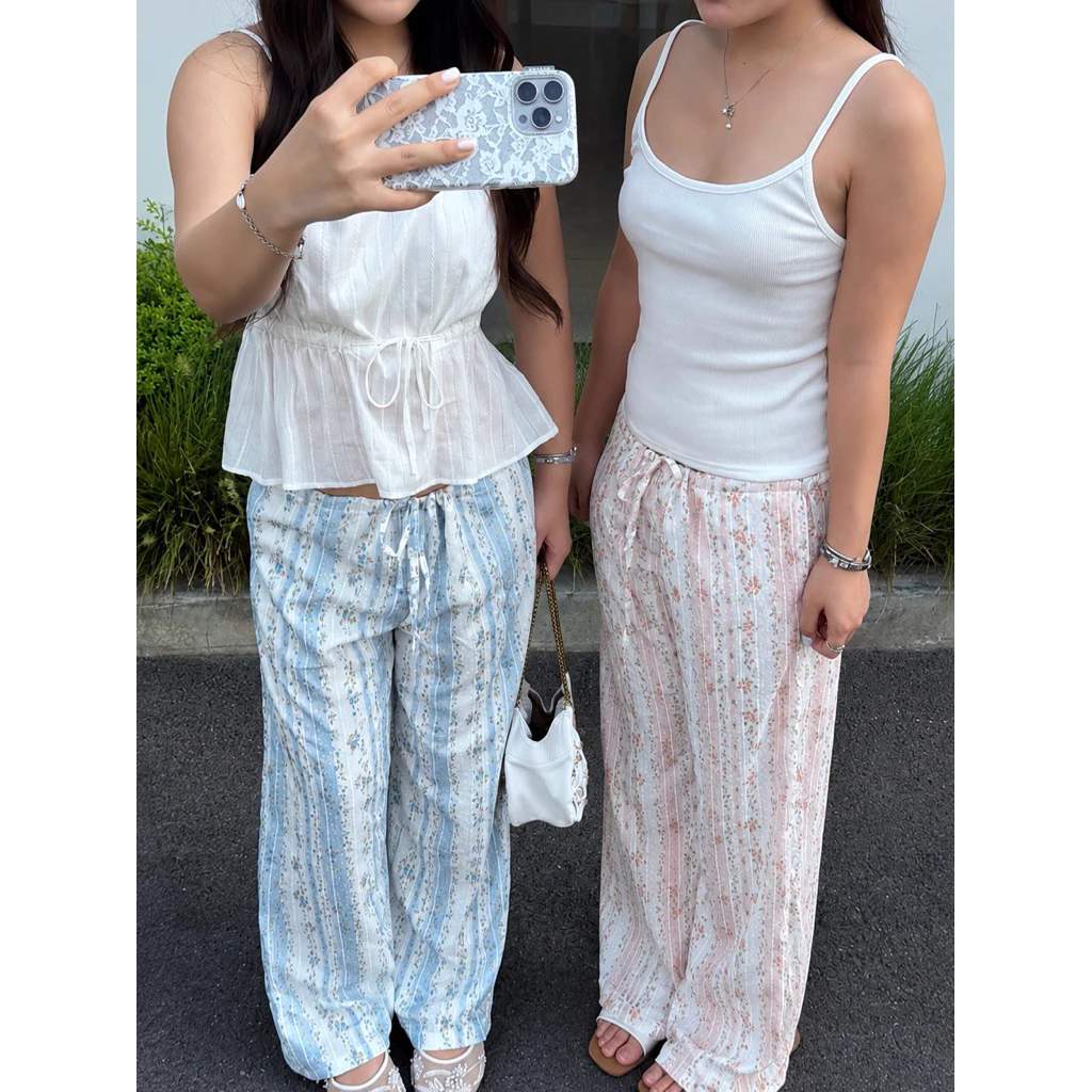Fleur Pants (baby blue/cotton pink)