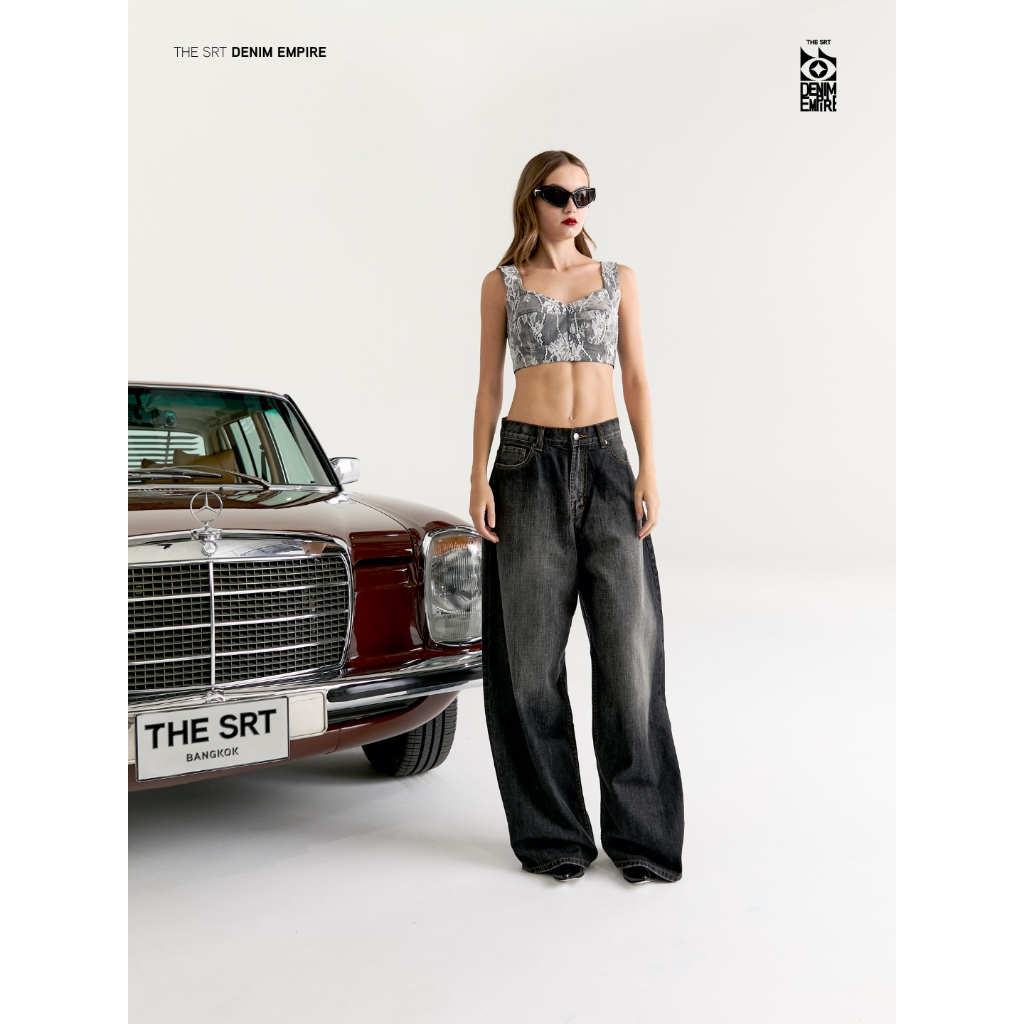 The SRT (TPN335) C1 Baggy Empire Jeans กางเกงผ้าเดนิม เอวต่ำ ทรงตรง