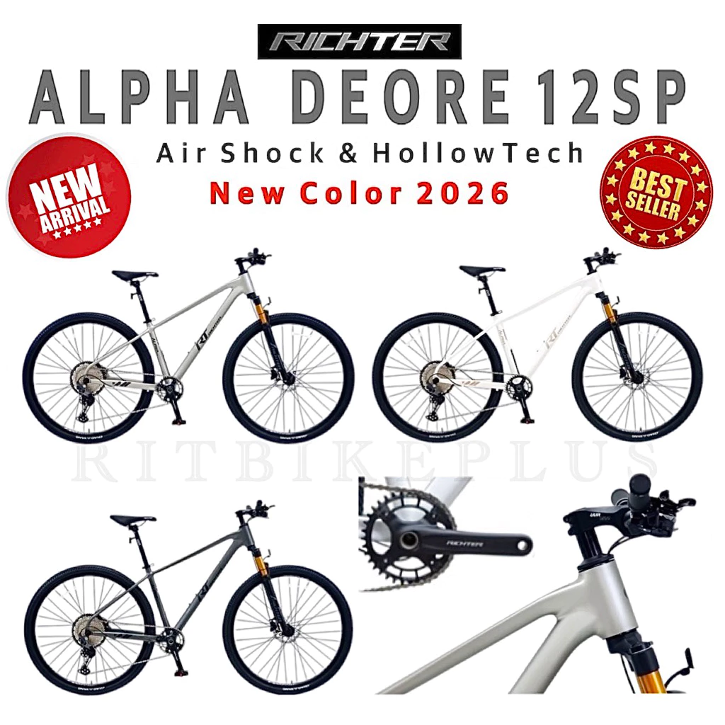 Lotใหม่New2026 จักรยานเสือภูเขา RICHTER รุ่น ALPHA ล้อ 29 นิ้ว ชุดเกียร์ SHIMANO DEORE 12 Speed รุ่นใหม่ซ่อนสายลงคอ