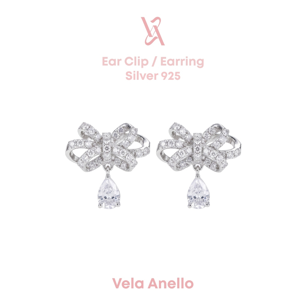Vela Silk-Bound Lustre S925 ต่างหูเงินแท้ ต่างหูหนีบ ต่างหูติดหู เครื่องประดับออกงาน