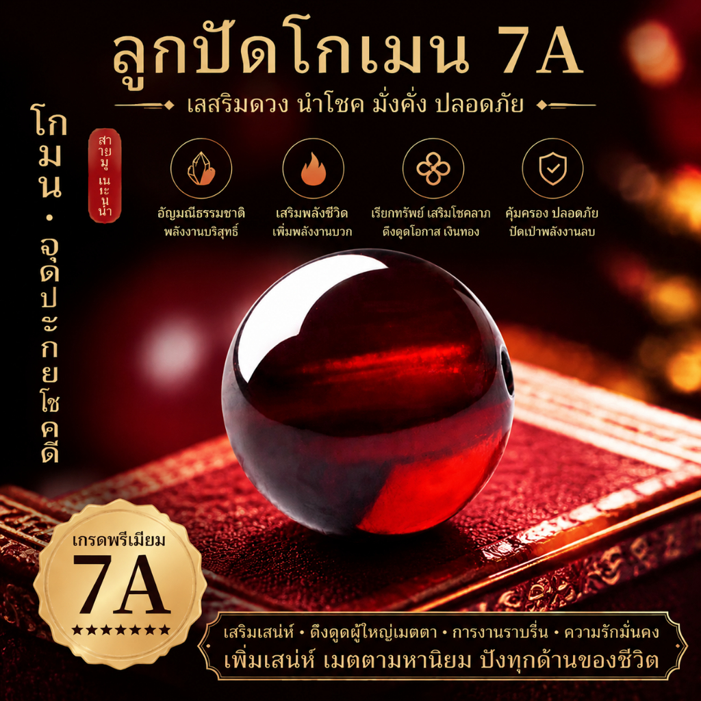 ลูกปัดโกเมน 7A ธรรมชาติแท้ สีแดงเข้มใสสะอาด หรูหรา พรีเมียม เครื่องประดับคริสตัลพลังงานสูง เพิ่มเสน่ห์ เสริมโชคลาภ เรียก