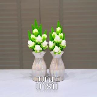 แจกันขาวมุก เซรามิก แจกันดอกไม้ (คู่) ขนาด 4/5/6/7/8/9 นิ้ว