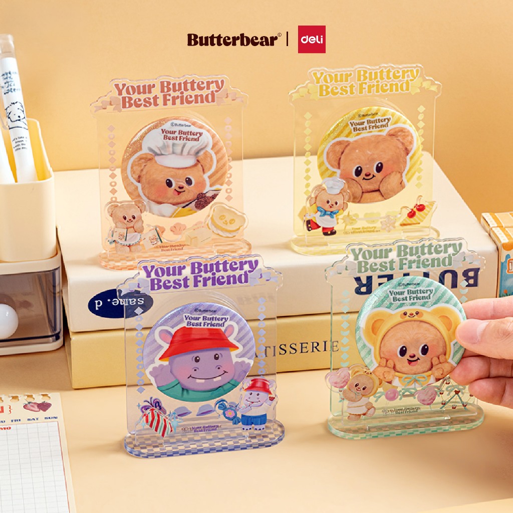 (Deli X Butterbear) แท่นอะคริลิคแม่เหล็ก รุ่น HY850 สำหรับตกแต่งบนโต๊ะ (คละลาย/6ลาย/จำหน่าย 1ชุด)