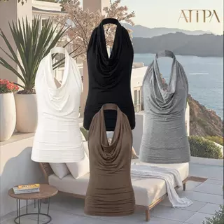 Atipa - Sorelle Halter Top เสื้อคล้องคอ คอถ่วง เว้าหลัง ผ้าเรยอน เนื้อนุ่ม ใส่สบาย