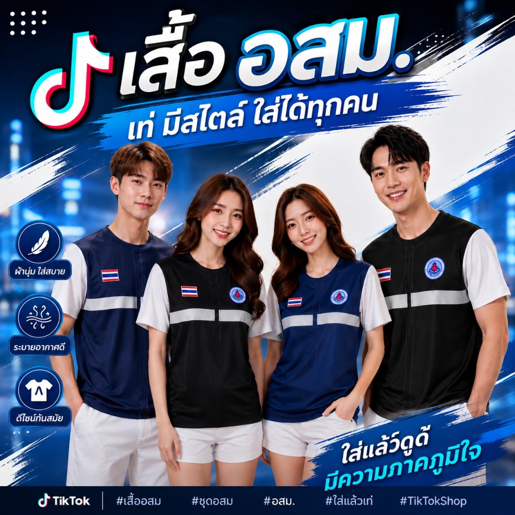 เสื้อพิมพ์ลาย อสม. ใส่ได้ทั้งผู้หญิงและผู้ชาย พร้อมส่ง