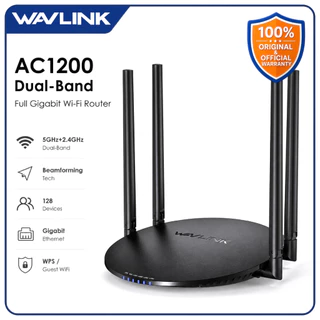 WAVLINK AC1200 Dual Band Gigabit Router WiFi 1200Mbps 5GHz+2.4GHz 4 เสาอากาศ 5dBi รองรับ 128 อุปกรณ์ ครอบคลุมบ้านและออฟฟ