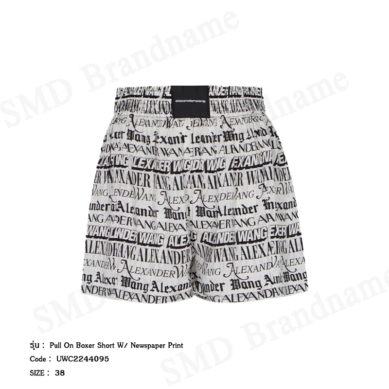 Alexander Wang กางเกงขาสั้นผู้หญิง รุ่น Pull On Boxer Short W/ Newspaper Print Code: UWC2244095