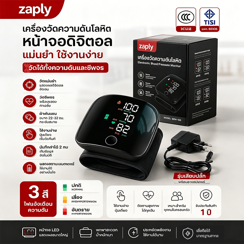 【COD】ครื่องวัดความดันโลหิต เครื่องวัดความดัน เครื่องวัดความดันโลหิตแบบสัมผัสหน้าจอข้อมือวัดความดันโลหิต เสี การชาร์จเงิน