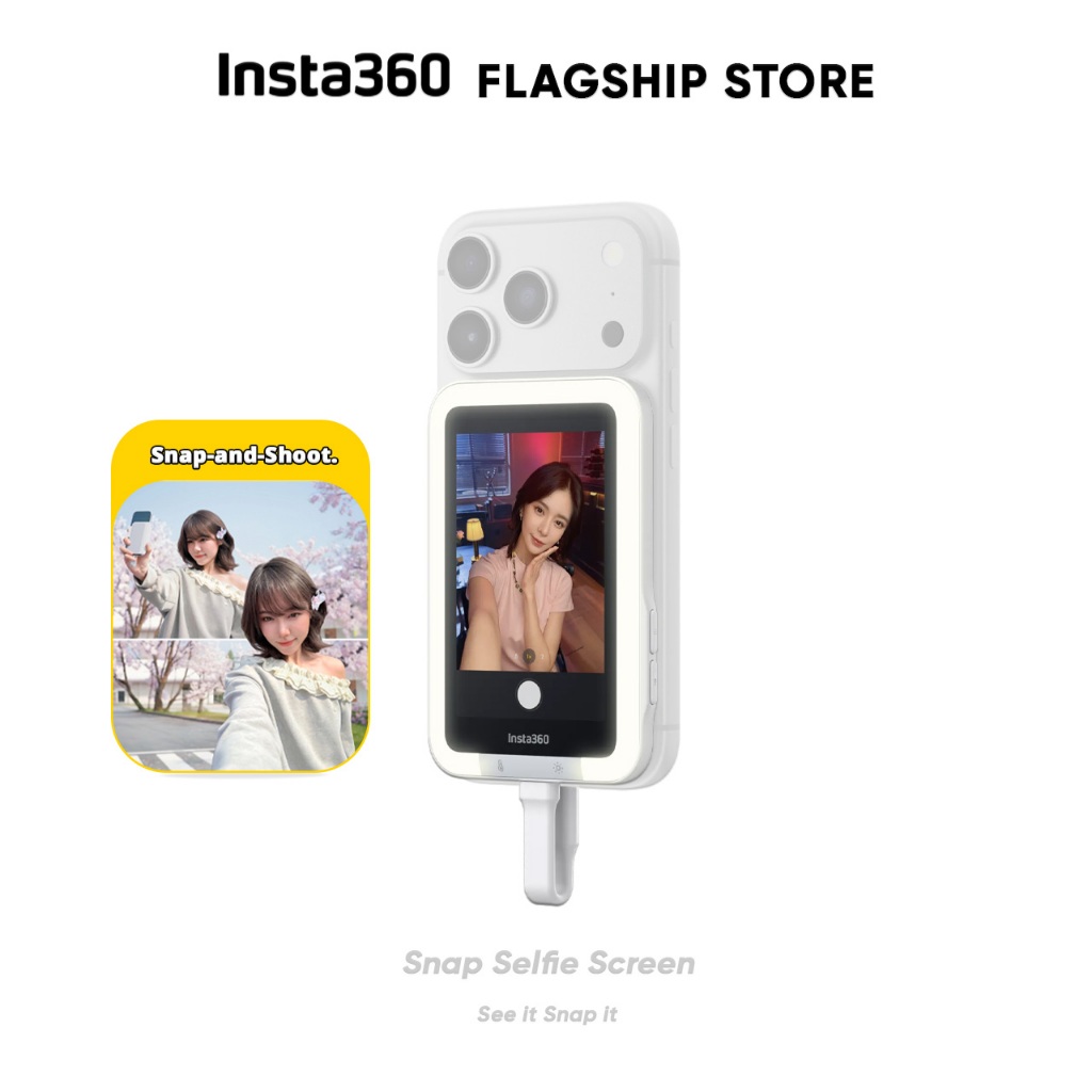 Insta360 Snap Selfie Screen จอติดหลังมือถือ 3.5นิ้ว 4K ติดแม่เหล็ก MagSafe ไฟ Fill Light 3สี 5ระดับ