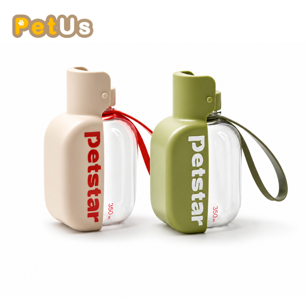 ขวดน้ำสัตว์เลี้ยงพกพา ขวดน้ำสุนัข ความจุ 350 ml พกพาสะดวก น้ำหนักเบา มีสายคล้อง มีให้เลือก 2 สี