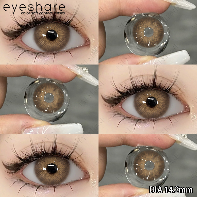 funsachy คอนแทคเลนส์หนึ่งคู่ pattaya สีน้ำตาล/สีเทา/สีน้ำเงิน/สีดำ 14.2 มม. ตาโต lens