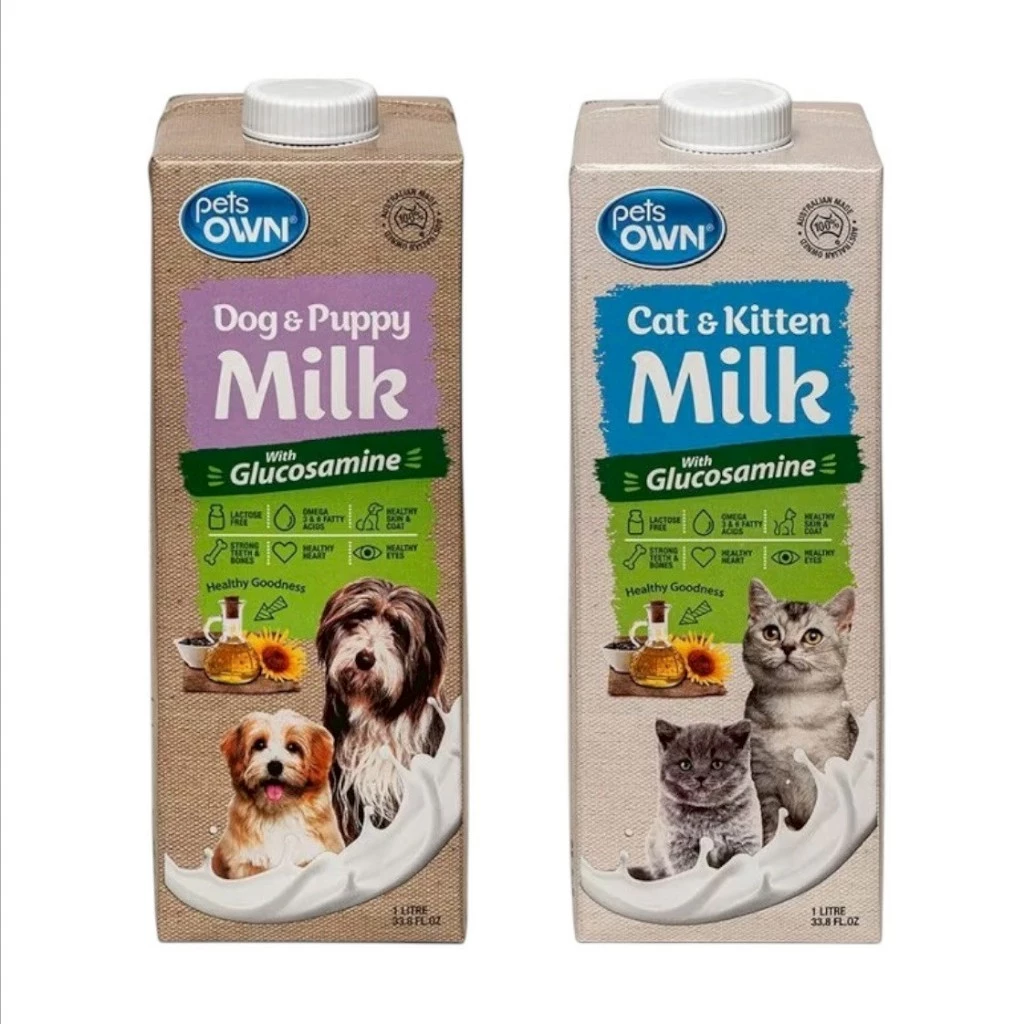 PETS OWN 1000 ml (เพ็ทส์ โอน) นมพร้อมดื่มแลคโตสฟรี สำหรับสุนัขและแมวทุกช่วงวัย
