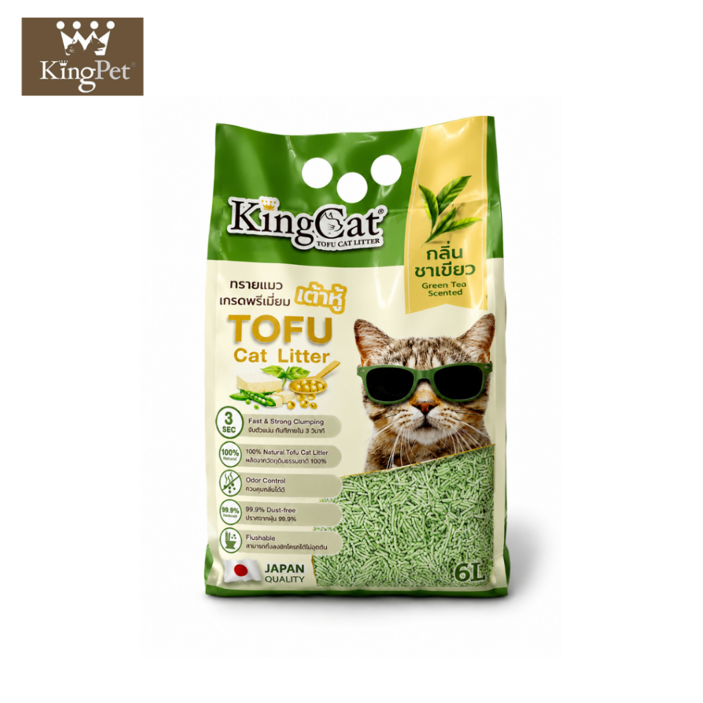 King Cat ทรายแมวเต้าหู้พรีเมียม จับตัวเร็ว ไร้ฝุ่น 99.9% 6L Petus Kingkaew