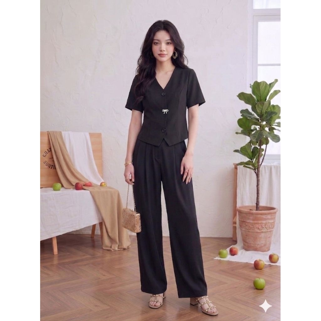 🌟​เขียวสวย ดำคลาสสิคꔛ ꕤชุด Set ผ้าสูทพรีเมี่ยมเนื้อเบา ผ้าเย็นลื่นๆ ซับในที่เสื้อ กางเกงเอวสมอค สีสดใส ปลอดภัยทุกสีผิวꔛꕤ