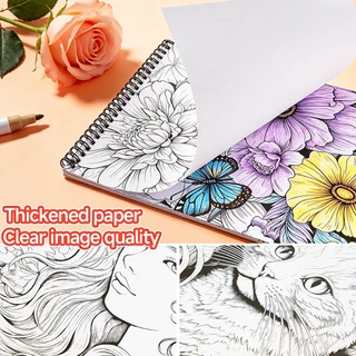 สมุดระบายสี คลายซิปสมุดวาดรูป สมุดระบายสีเด็ก หนังสือวาดรูป ผู้ใหญ่และวัยรุ่น Doodles Book Sticker Coloring Books