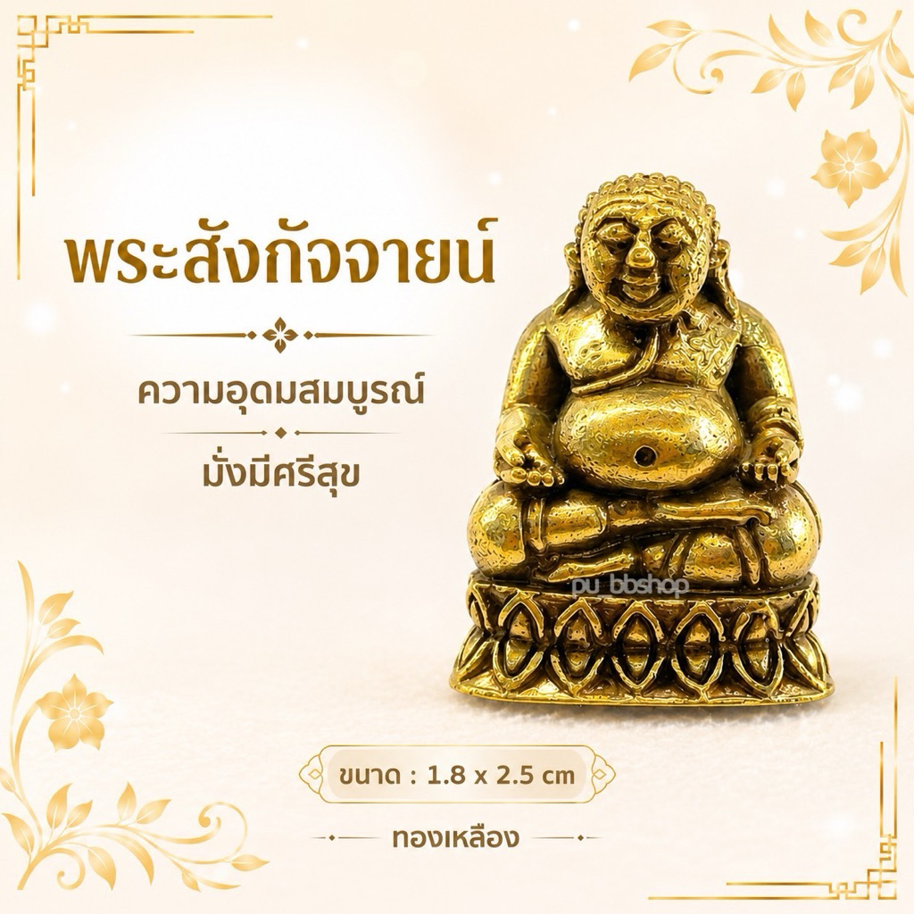 พระสังกัจจายน์ งานทองเหลือง ขนาด 1.8*2.5 cm
