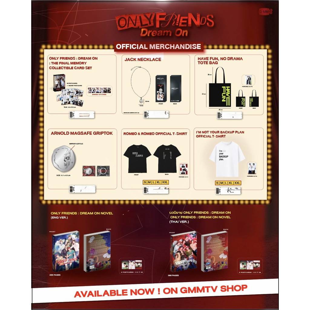ONLY FRIENDS : DREAM ON OFFICIAL MERCHANDISE GMMTV Earth Mix Joss Gawin Aou Boom เอิร์ท มิกซ์ จอส กว
