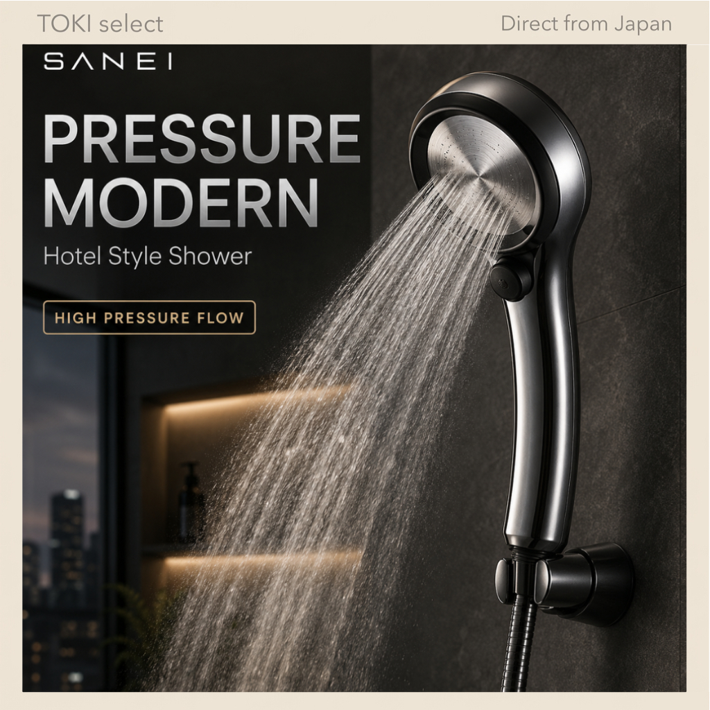 SANEI Rainy Metallic Black Shower Head High Pressure Modern Bathroom Upgrade PS313-81XA-CD