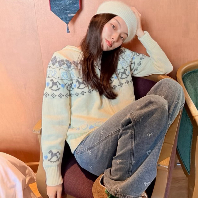 ETOILE BNK📍Dreamy Cardigan เสื้อคลุมคาร์ดิแกนฮู๊ดดี้ซิปหน้าพิมพ์ลายสุดน่ารัก🐴📌พร้อมส่ง New✨in Pack