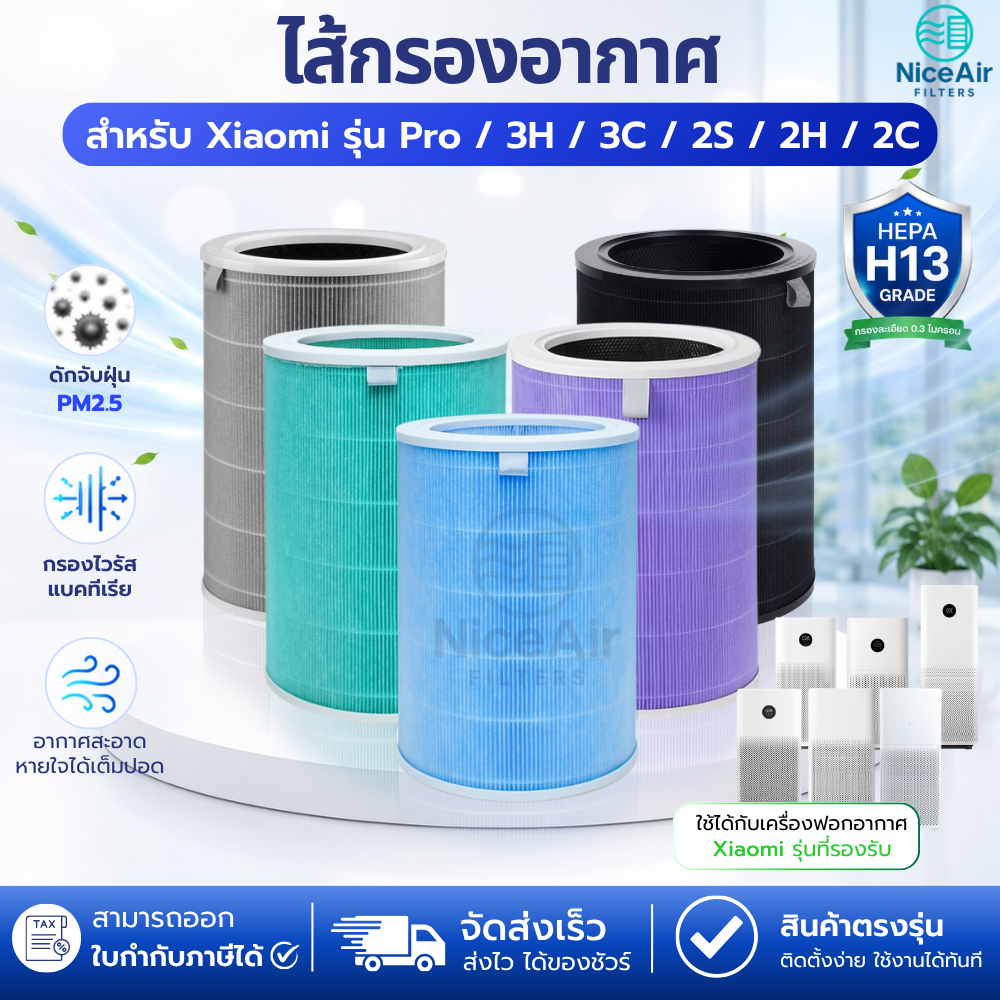 (มี RFID) ไส้กรองอากาศ Xiaomi รุ่น Pro/3H/3S/2S/2H/3C/2C ไส้กรองเครื่องฟอกอากาศ MI Air Purifier Filter HEPA H13 PM2.5