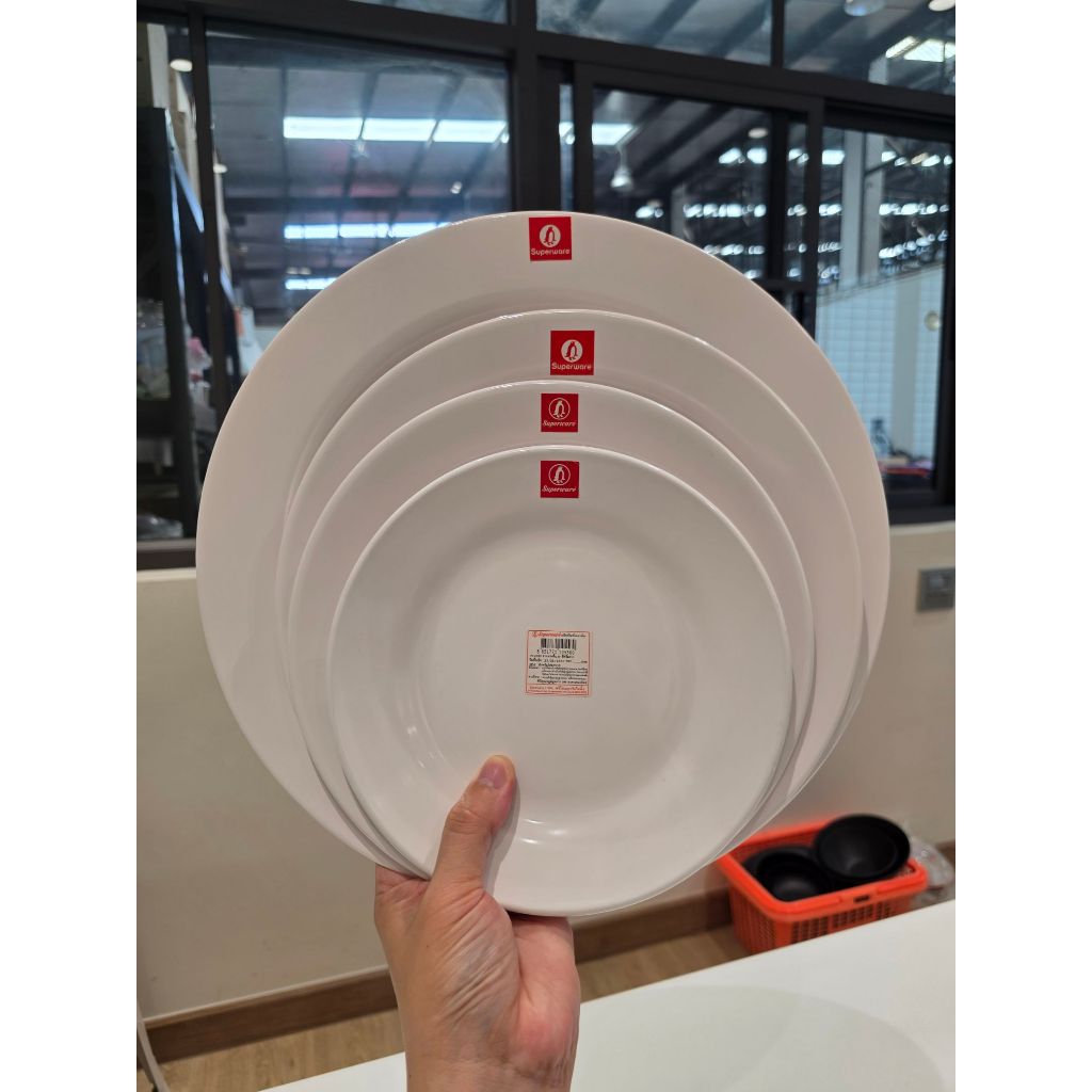 Superware จานทรงตื้นเมลามีน รุ่นหนา Habin 8,9,10,12.5 นิ้ว จานอาหาร จานตื้น ซุปเปอร์แวร์ #ทวีชัย