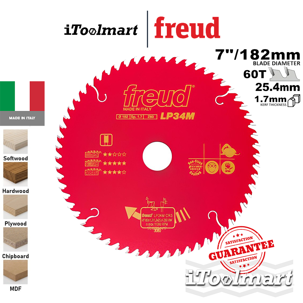 FREUD ใบเลื่อยวงเดือน LP34M CR3 ตัดไม้ ขนาด 7 นิ้ว 60 ฟัน (ชนิดตัดบาง)