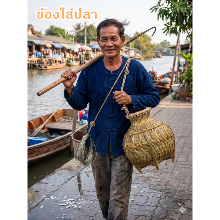 ข้องใส่ปลา ที่ใส่ปลา อุปกรณ์จับปลา ตะค่องใส่ปลาสานด้วยไม้ไผ่สวยๆสำหรับใส่ปลาได้จริงหรือแขวนโชว์ก็ได้