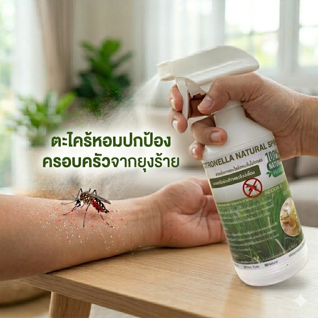 ผลิตภัณฑ์สเปรย์ตะไคร้หอมไล่ยุง(Citronella Natural Spray) ออแกนิคสูตรน้ำ ปลอดภัยจากสารสกัดธรรมชาติ