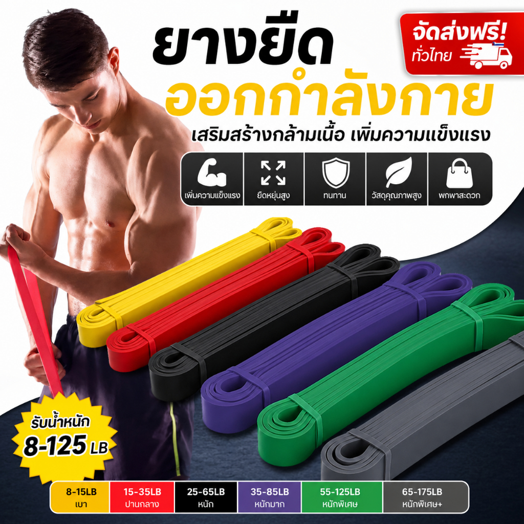 🔹octave🔹 ยางยืดเลข 8 ยางยืดฟิตเนส มี 3 สายแรงต้าน ยางยืดโยคะ ยางยืดออกกำลังกาย resistance band