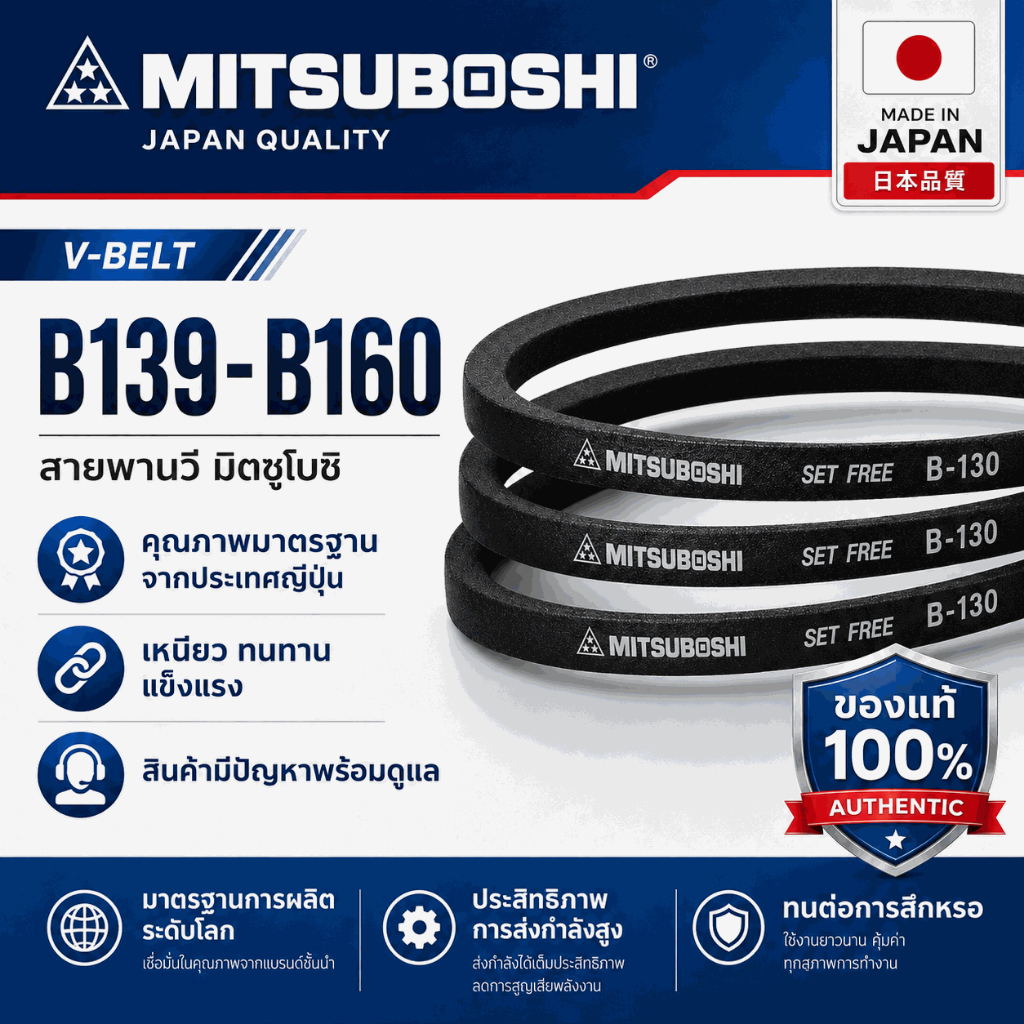 สายพาน Mitsuboshi B139 B140 B141 B142 B143 B144 B145 B146 B147 B148 B149 B150 B151 B152 B153 B154 B157 B158 B159 B160