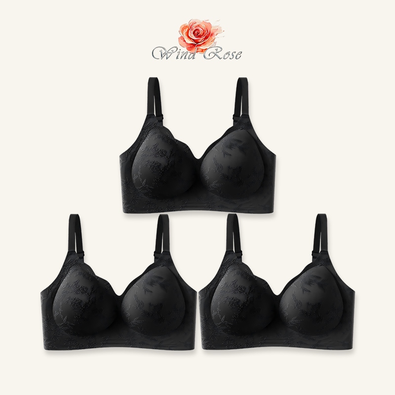 Wind Rose (Set 3 ชิ้น) ดูใหญ่ขึ้นตามสายตา เสื้อใน เสื้อชั้นใน ไร้ตะเข็บ ไร้โครง M49#