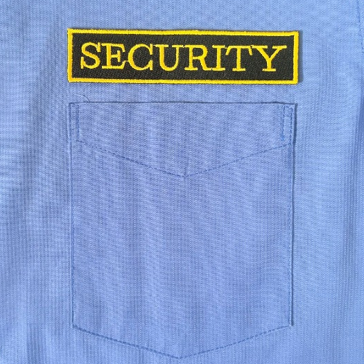 (G2K-2026) ป้ายปัก SECURITY ติดหน้าอก รปภ. แบบเย็บติด ชุด 3 ชิ้น สีดำปักเหลืองทอง