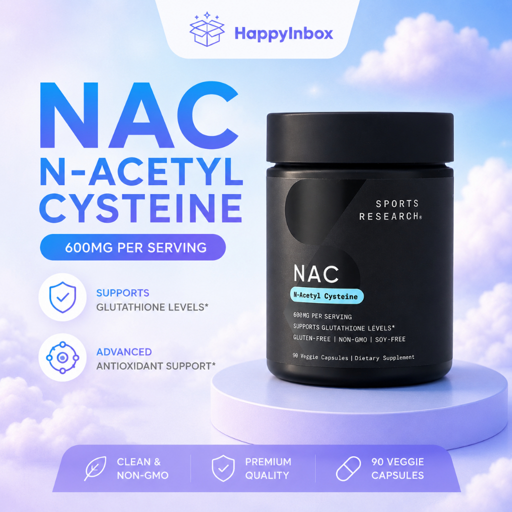Sports Research NAC 600 mg | N-Acetyl Cysteine | Glutathione Support | 90 Veggie Capsules