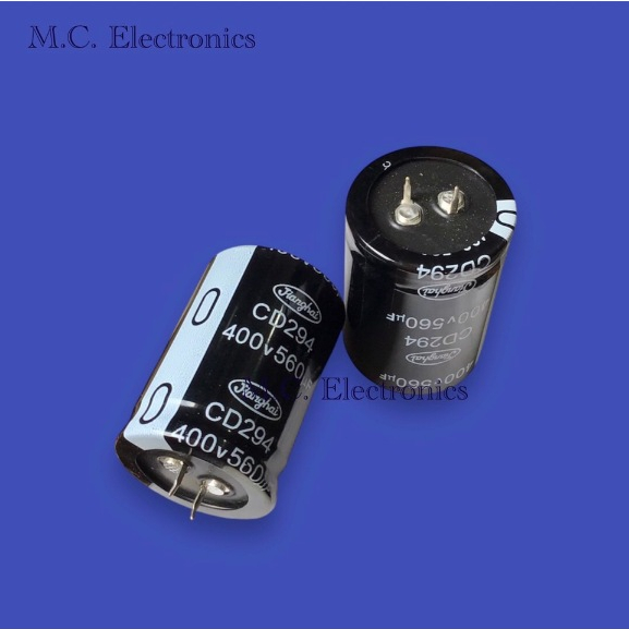 560uf 400v คาปาซิเตอร์ 400v560uf ขาเขี้ยว ตัวเก็บประจุแบบอิเล็กโทรไลต์ ขนาด 3.5*5.0cm