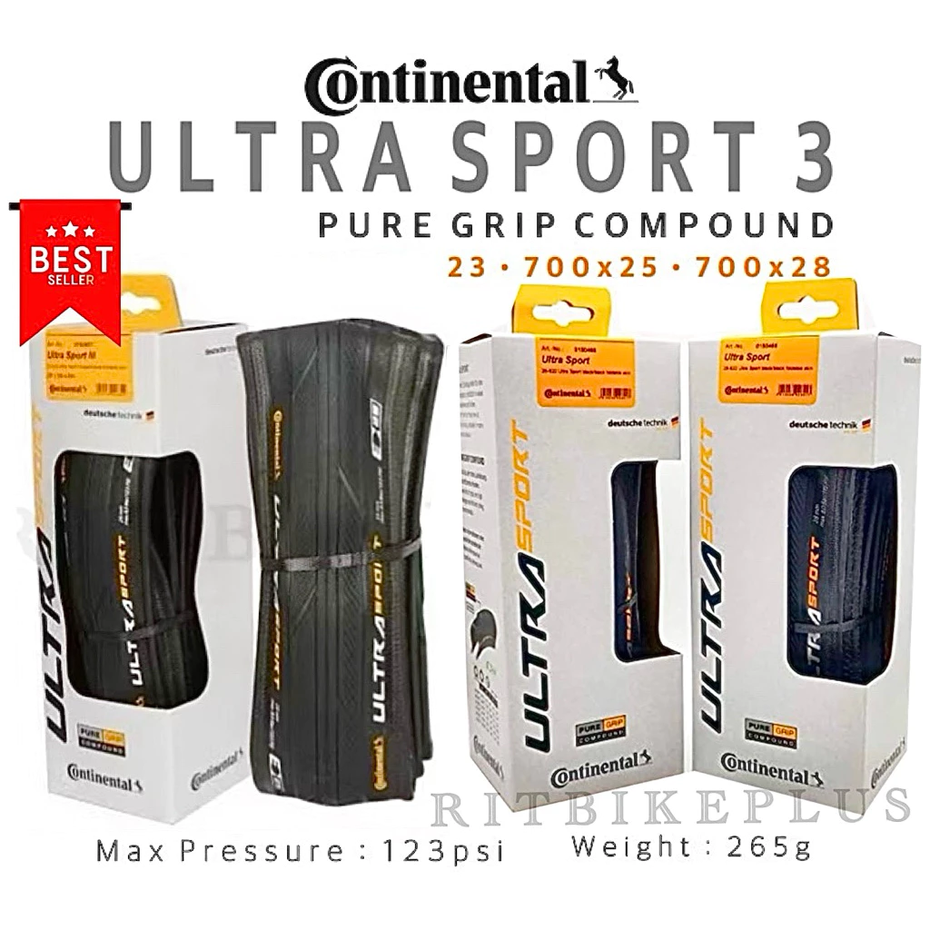 ยางนอกเสือหมอบ CONTINENTAL Ultrasport3 ขอบพับ 23c 25c 28c