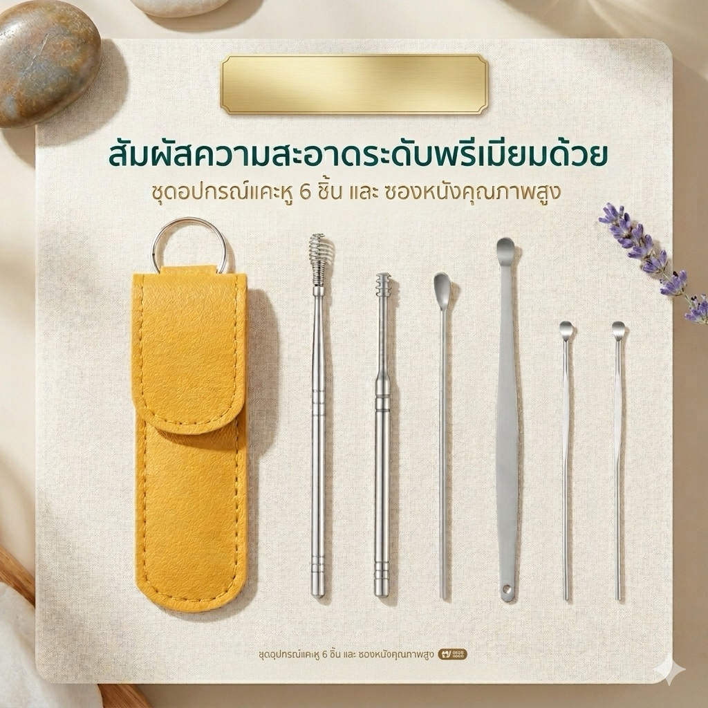 ชุดอุปกรณ์แคะขี้หู 6ด้ามมีซองครบสะดวกในการจัดเก็บ✨